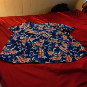 NWOT Stitch Blue Watermelon Print Women's scrub